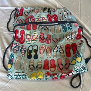 thirty one cinch sac in flip flop print called fun flops
